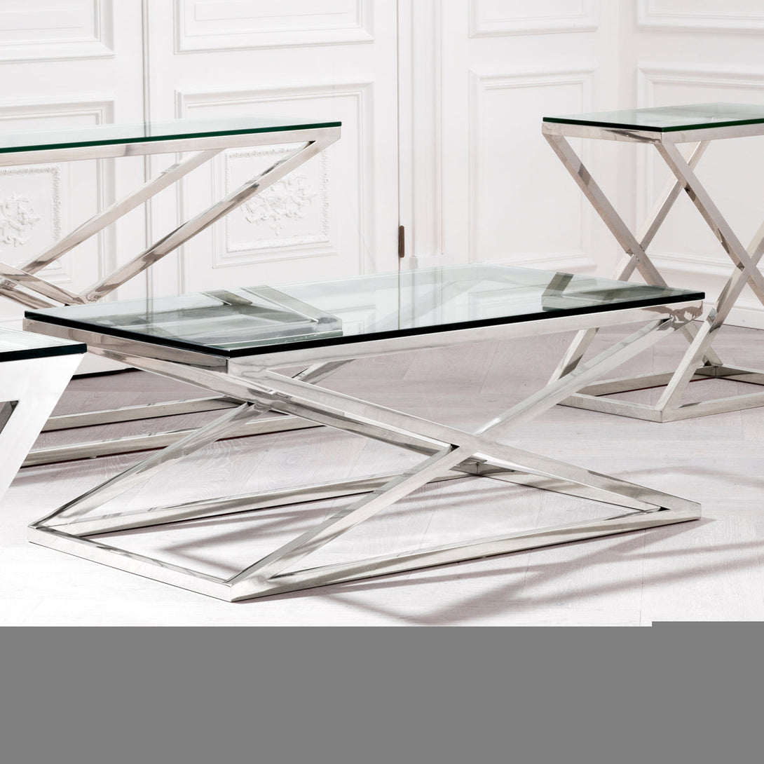 Coffee Table Criss Cross Polished Stainless Steel Furniture Eichholtz