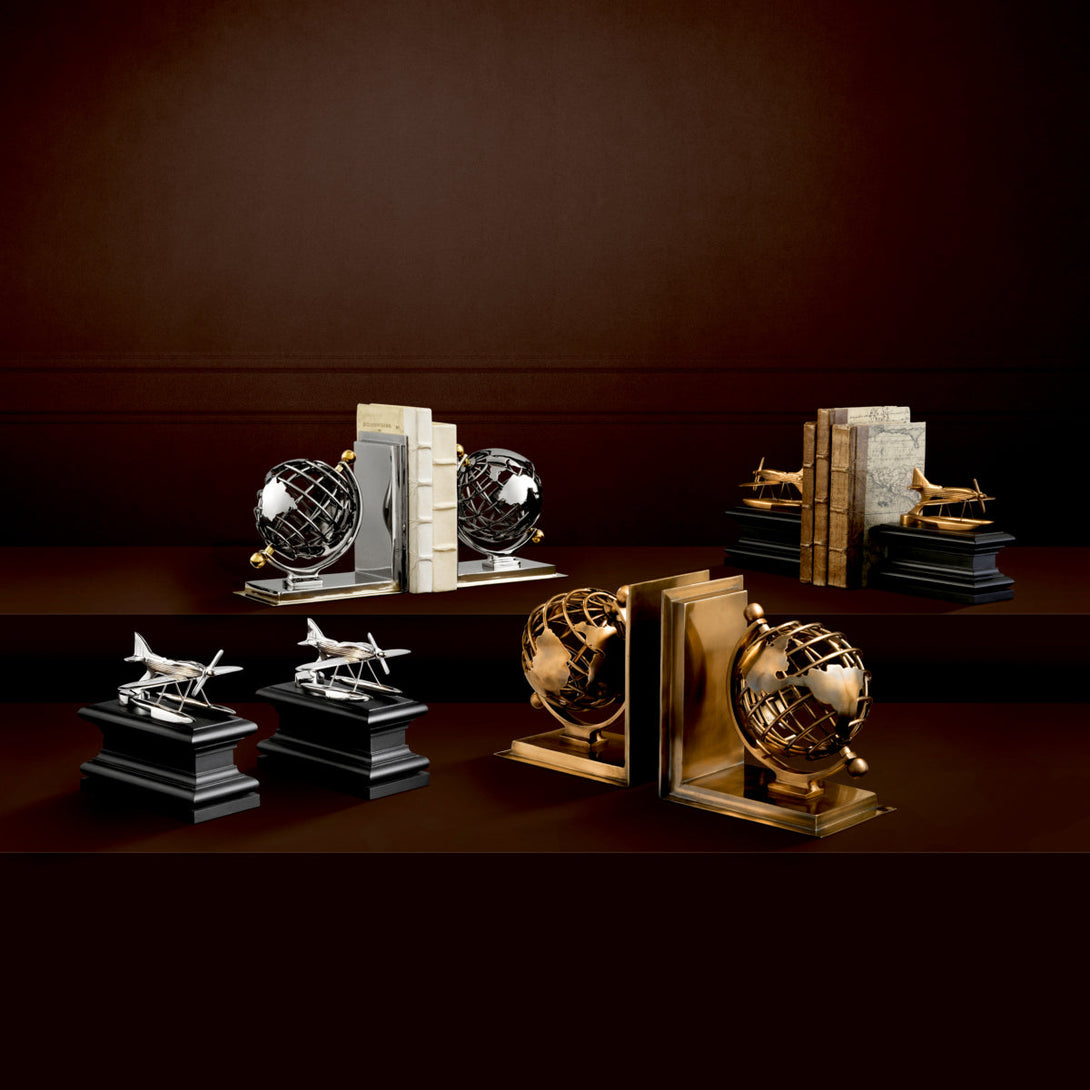 Bookend Globe Set Of 2 Nickel Finish Accessories Eichholtz