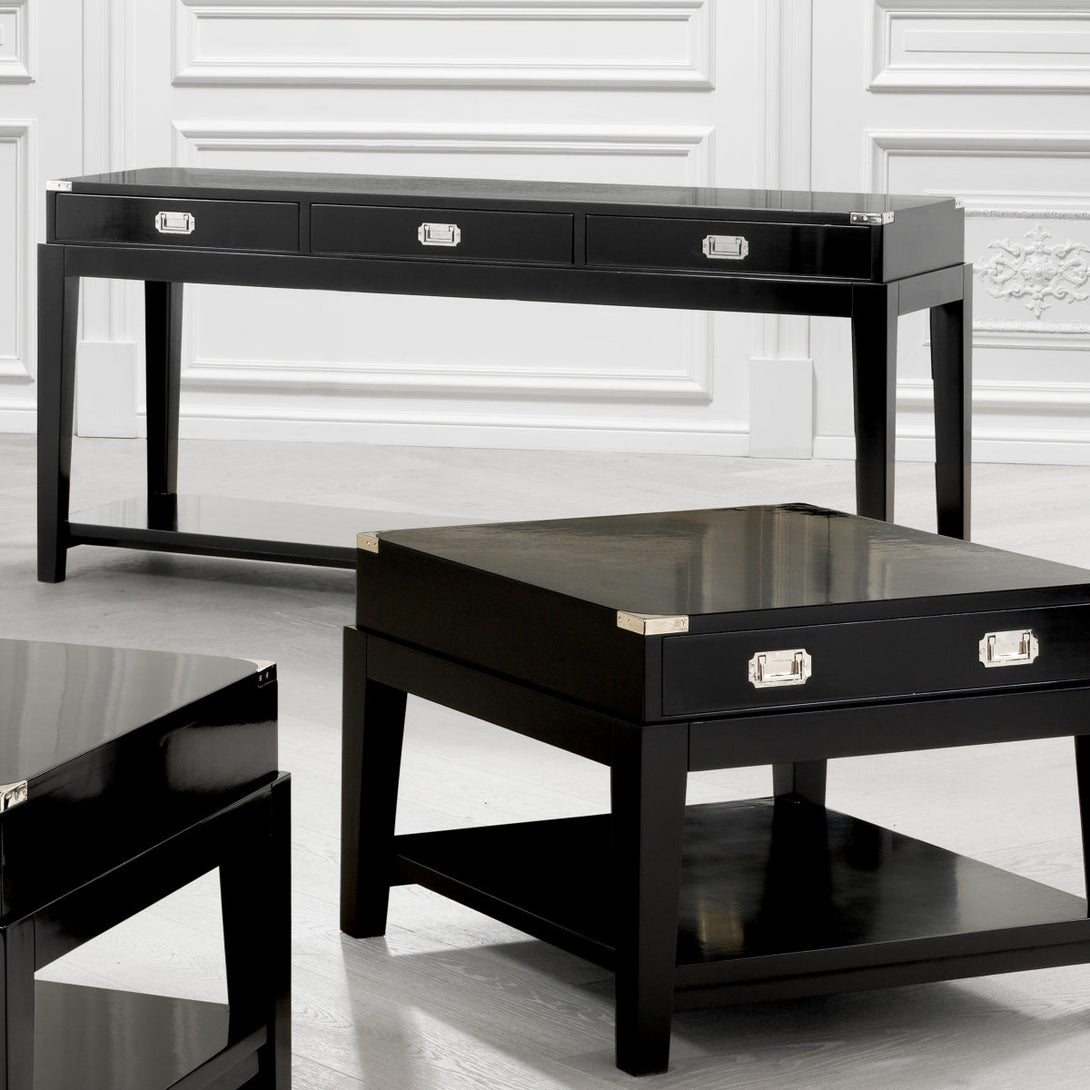 Console Table Military Black Finish Furniture Eichholtz