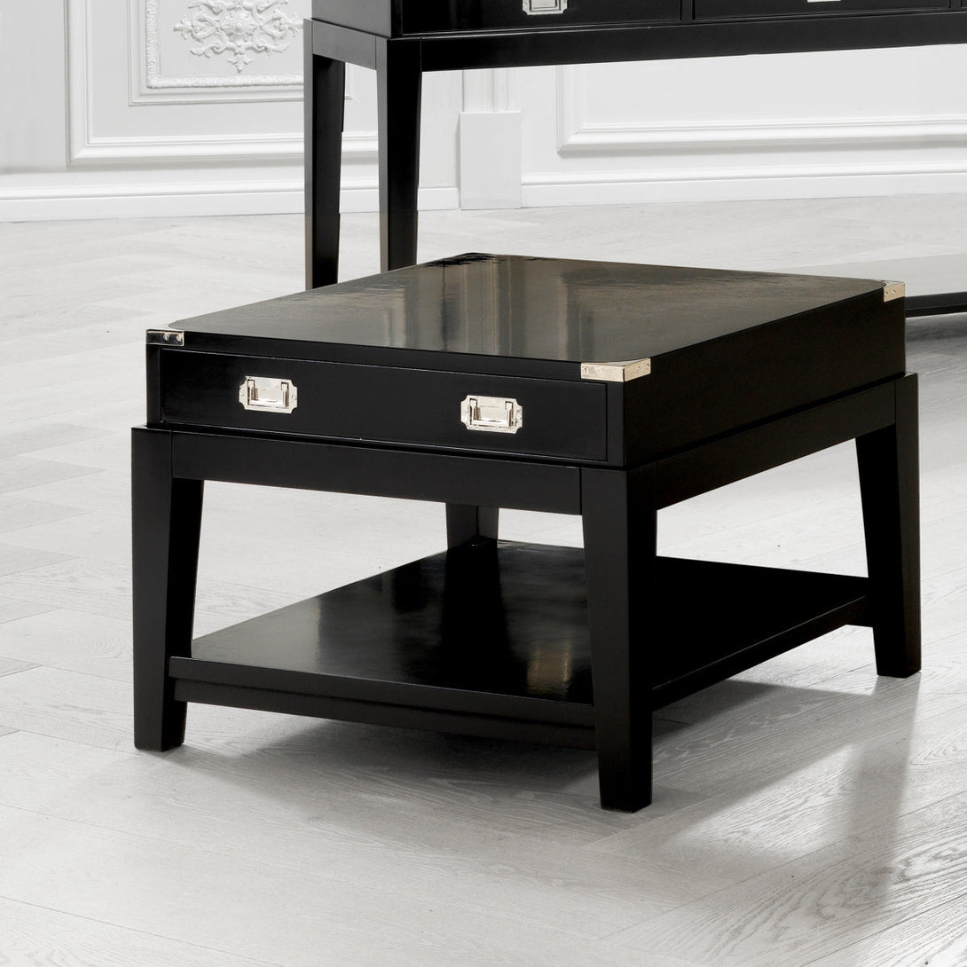 Side Table Military Black Finish Furniture Eichholtz
