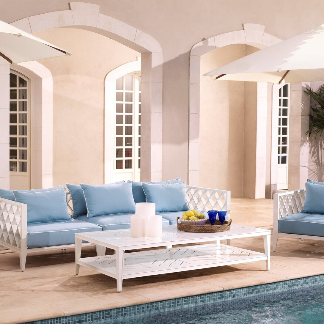 Outdoor Coffee Table Bell Rive Rectangular White Finish Outdoor Eichholtz