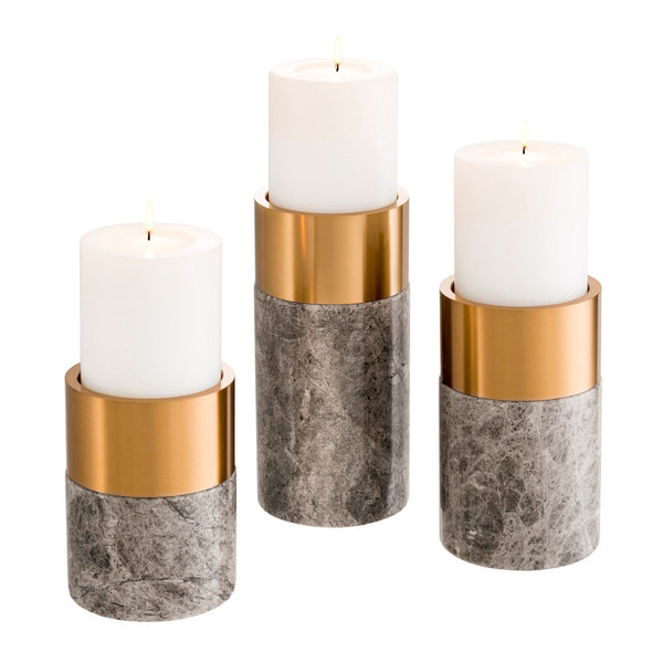 Candle Holder Sierra Set Of 3 Grey Marble Accessories Eichholtz
