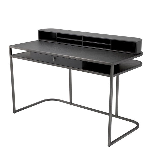 Desk Highland Charcoal Oak Veneer Furniture Eichholtz