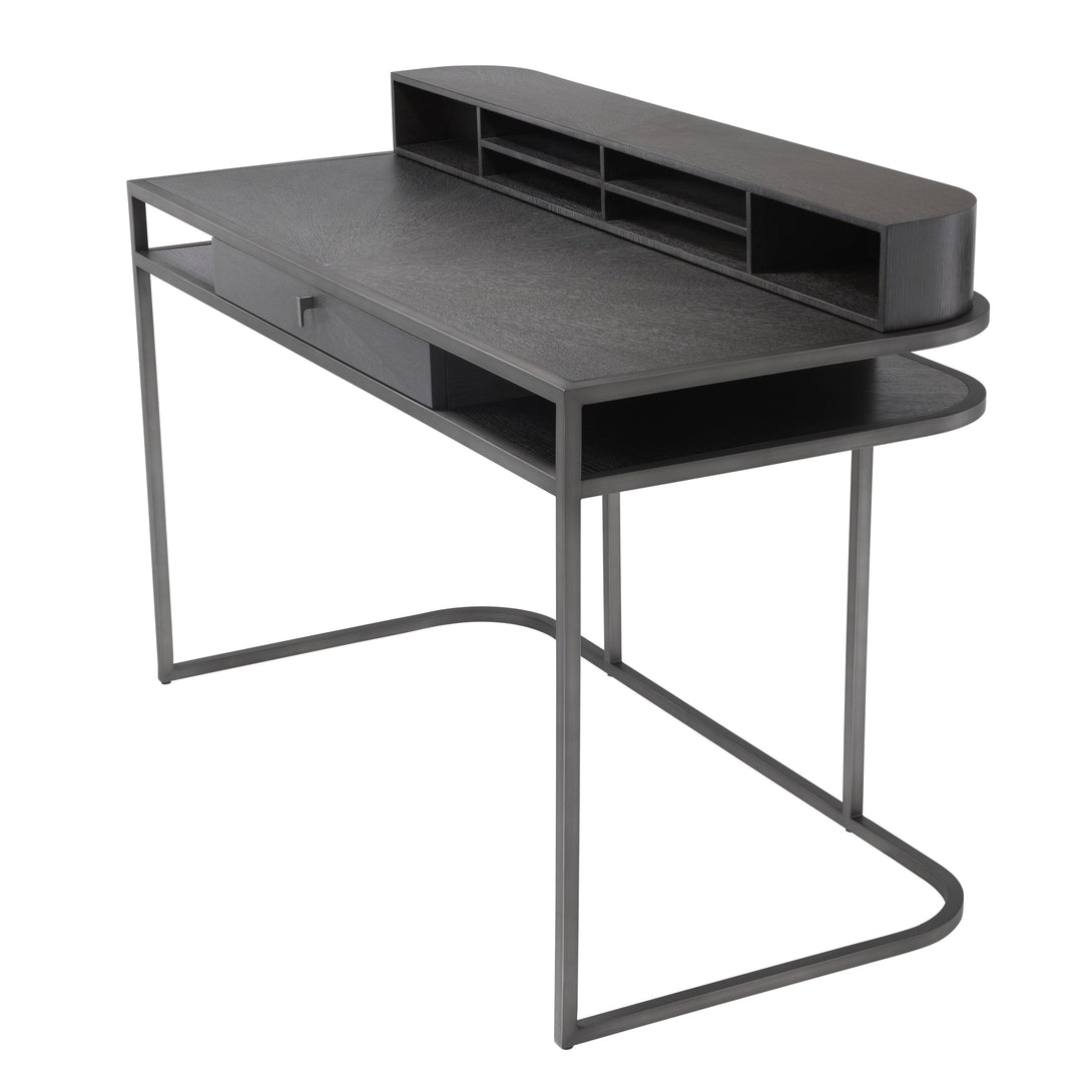 Desk Highland Charcoal Oak Veneer Furniture Eichholtz