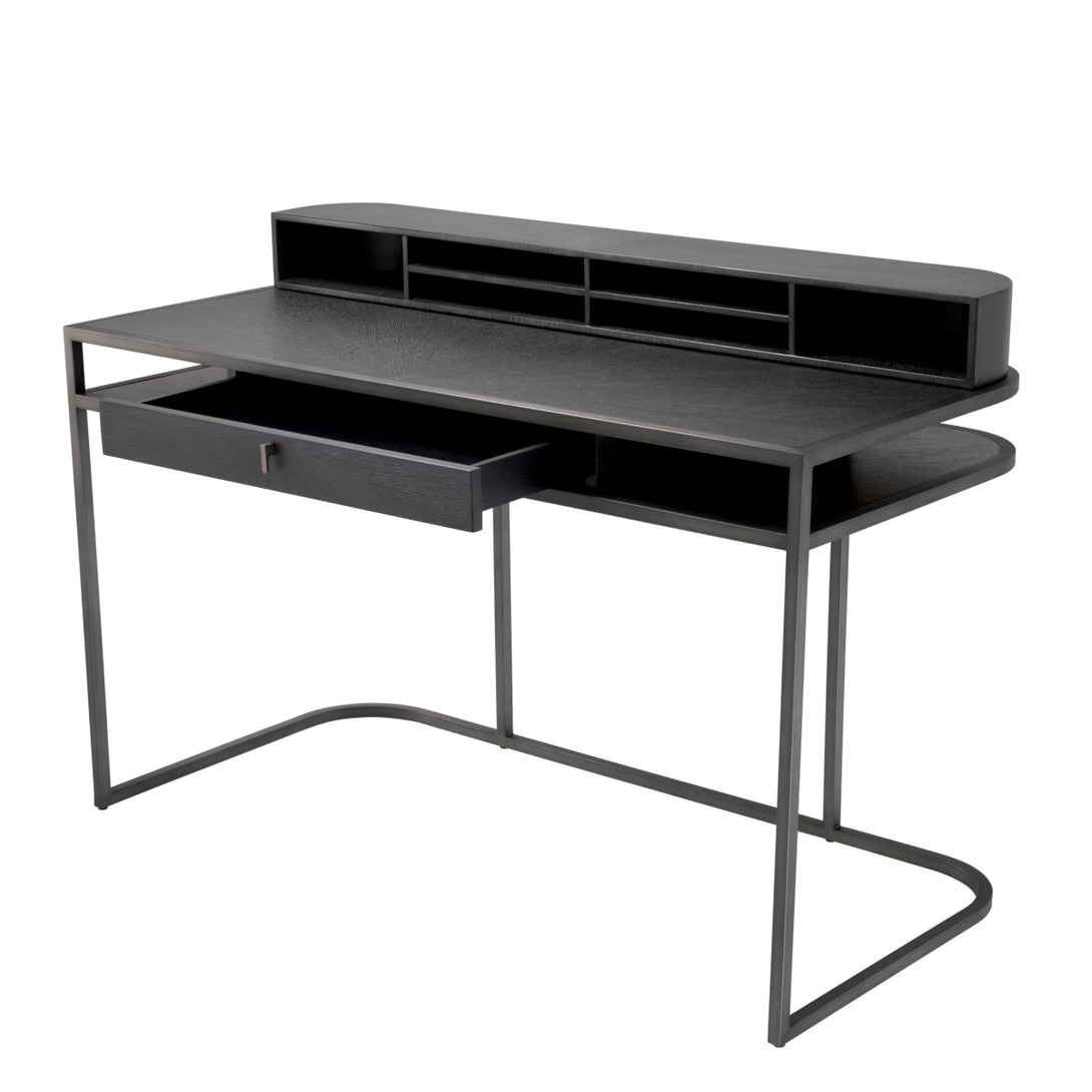 Desk Highland Charcoal Oak Veneer Furniture Eichholtz