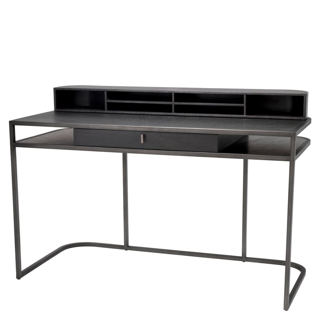 Desk Highland Charcoal Oak Veneer Furniture Eichholtz