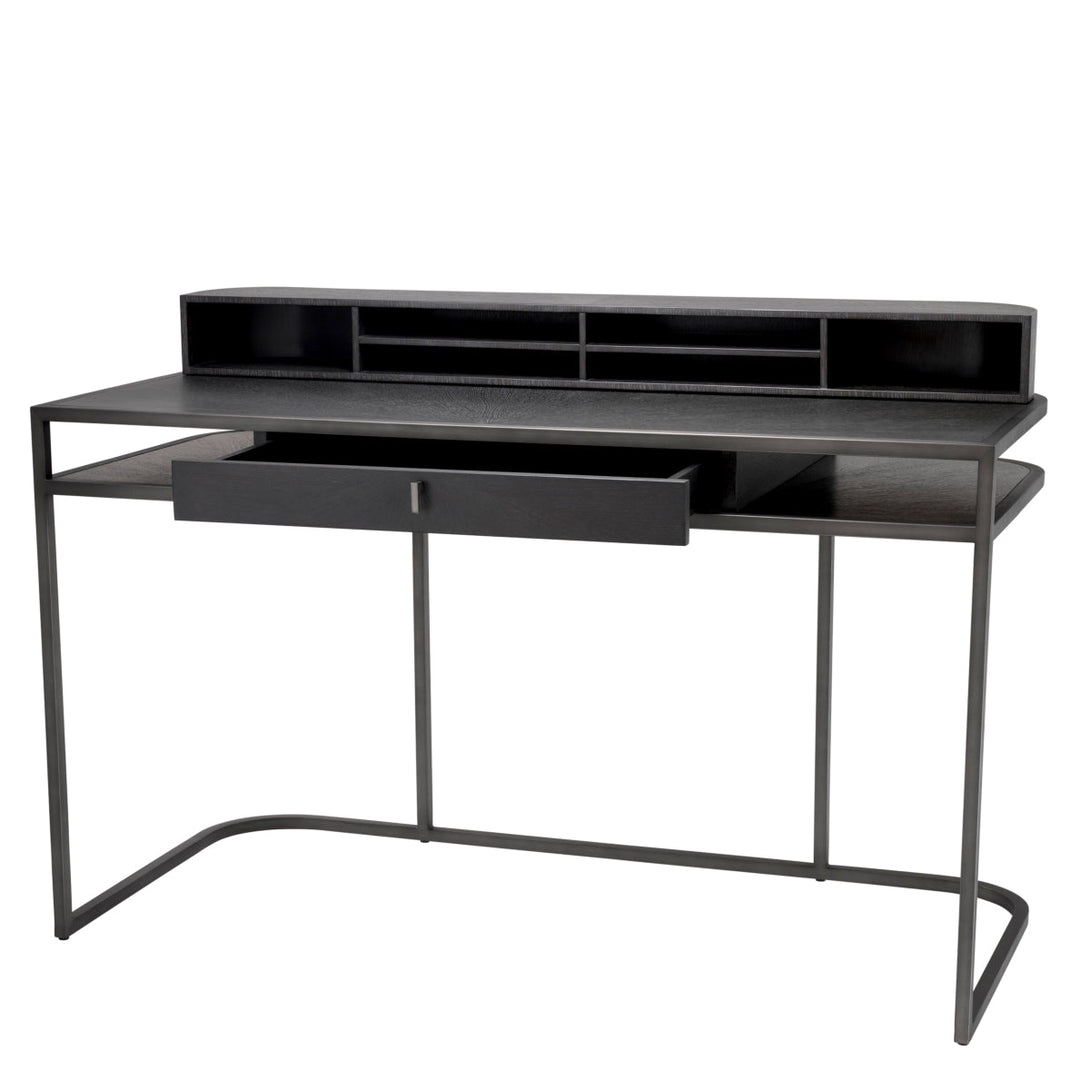 Desk Highland Charcoal Oak Veneer Furniture Eichholtz