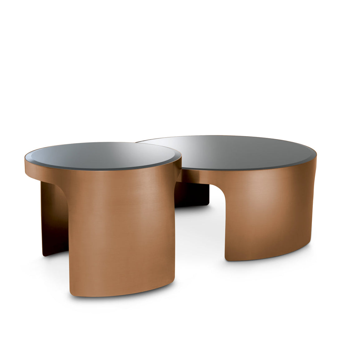 Coffee Table Piemonte Set Of 2 Brushed Copper Finish Furniture Eichholtz