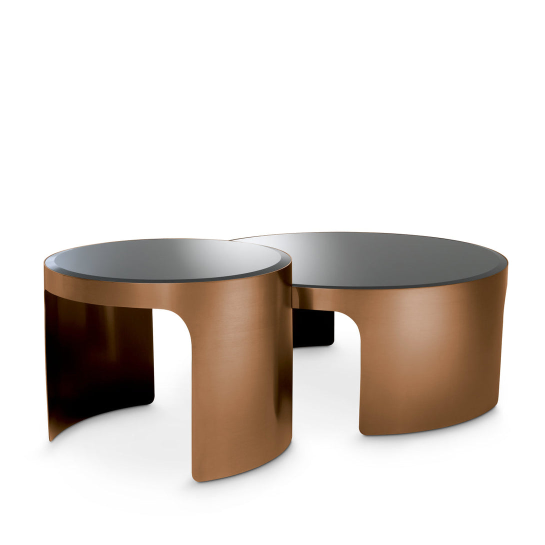 Coffee Table Piemonte Set Of 2 Brushed Copper Finish Furniture Eichholtz