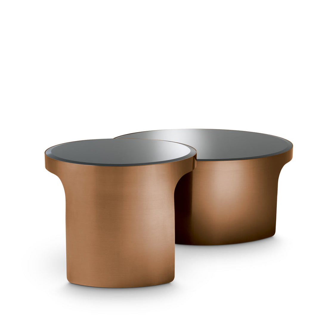 Coffee Table Piemonte Set Of 2 Brushed Copper Finish Furniture Eichholtz