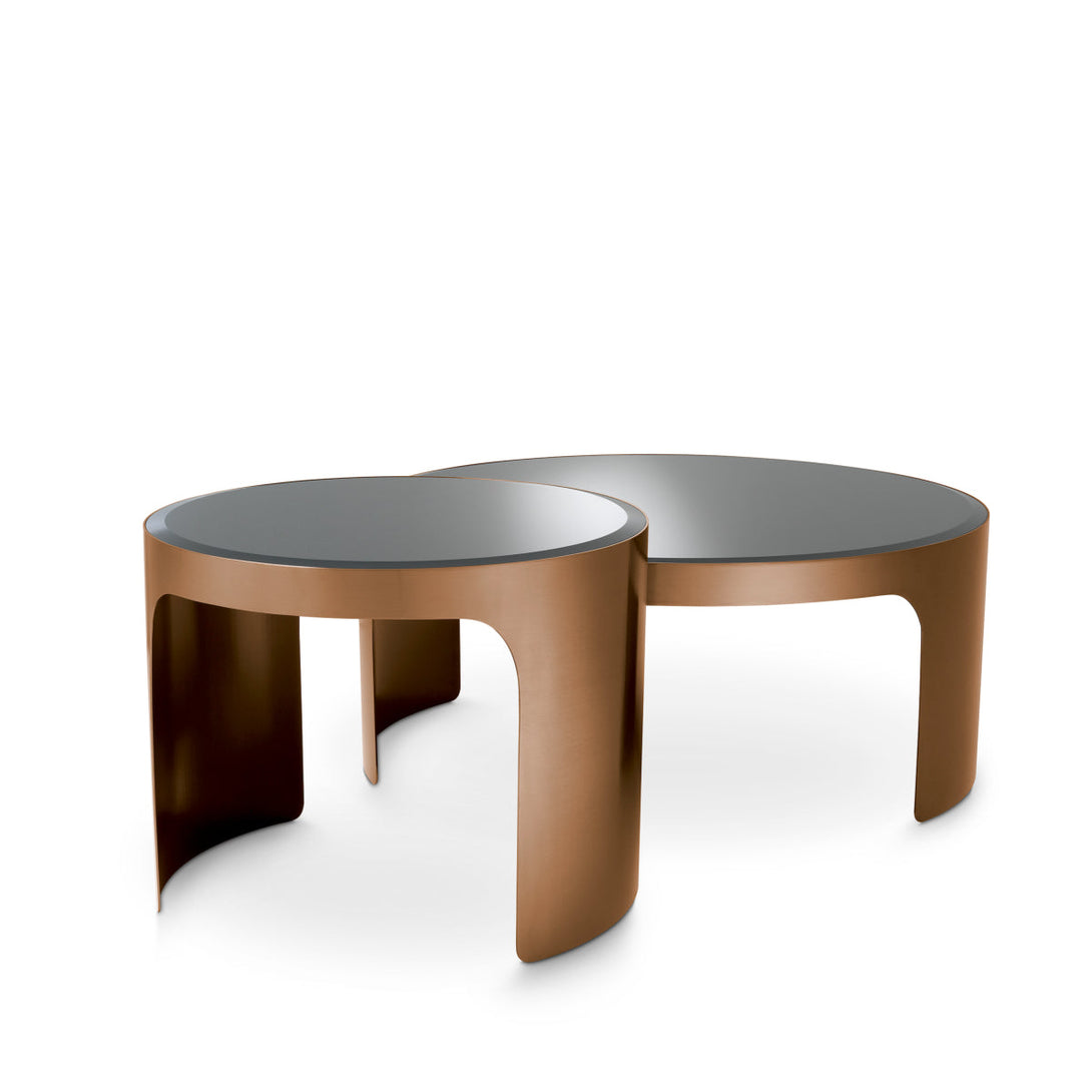 Coffee Table Piemonte Set Of 2 Brushed Copper Finish Furniture Eichholtz