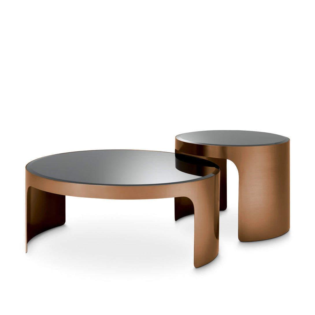 Coffee Table Piemonte Set Of 2 Brushed Copper Finish Furniture Eichholtz