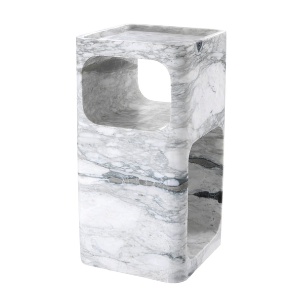 Side Table Adler Honed White Marble - Image 1