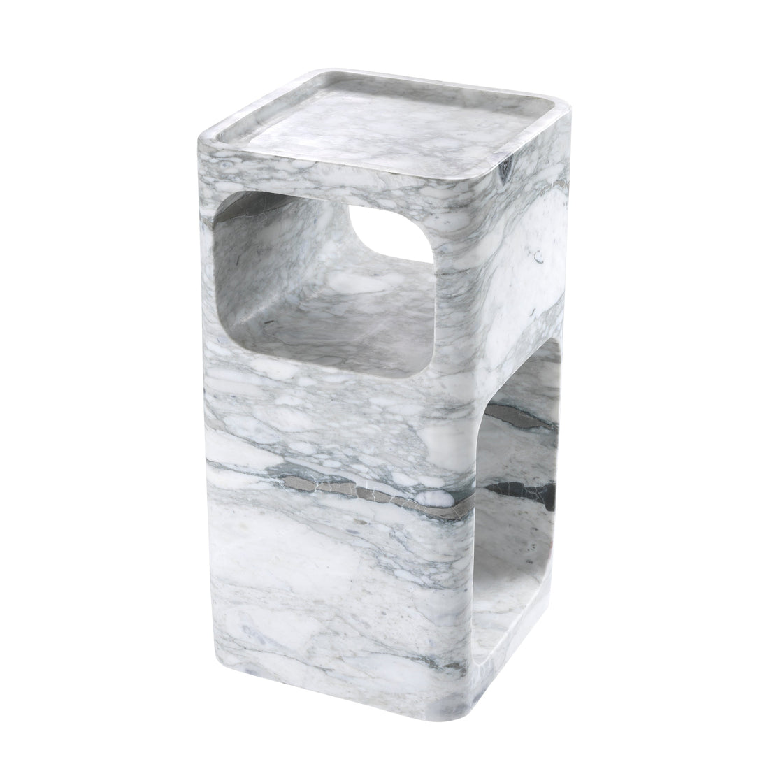 Side Table Adler Honed White Marble - Image 2