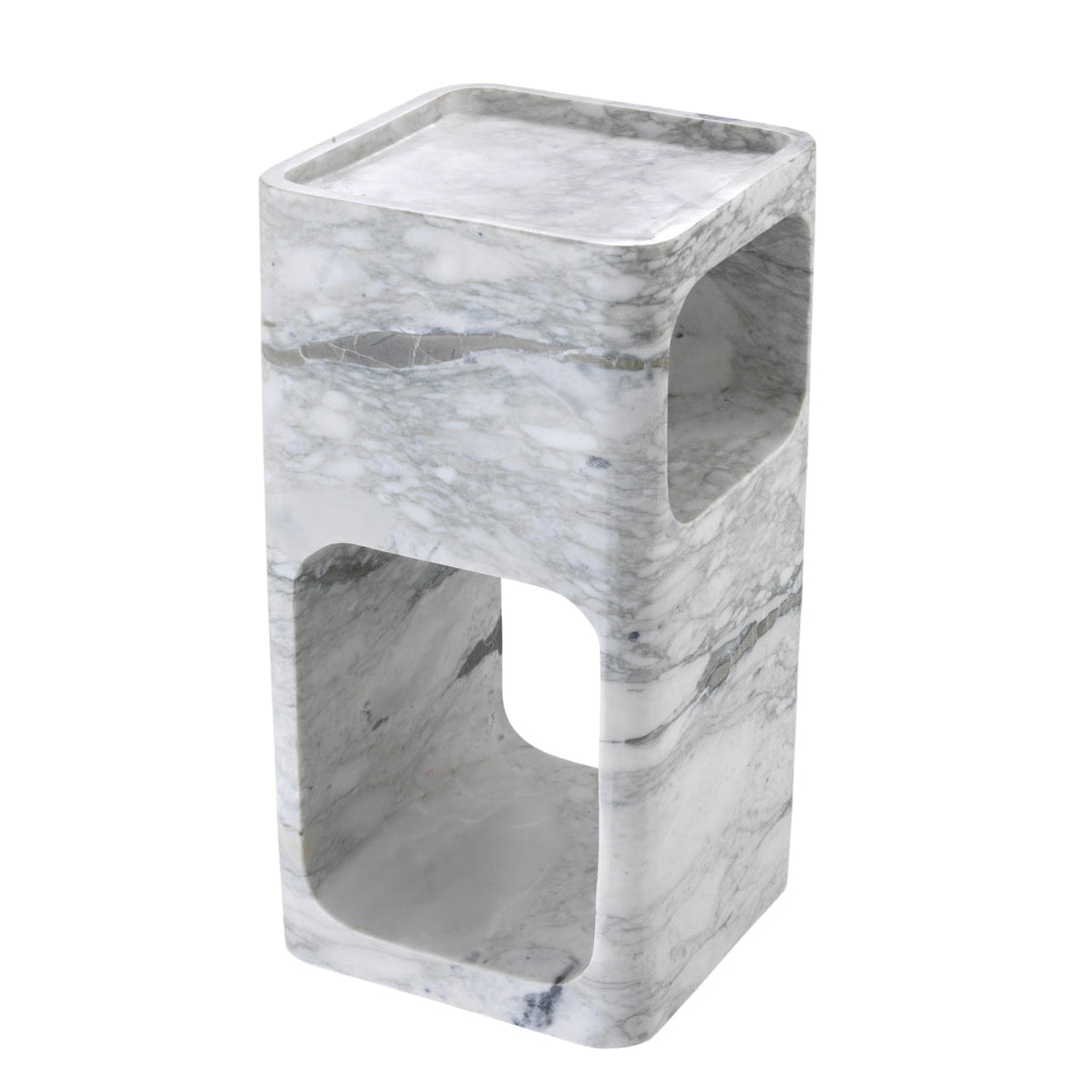 Side Table Adler Honed White Marble - Image 3