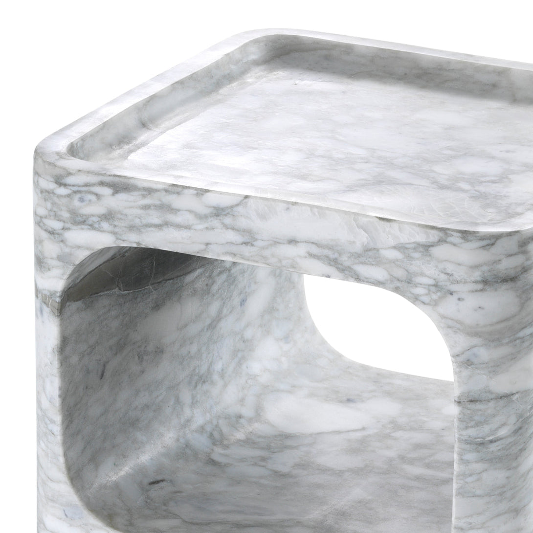 Side Table Adler Honed White Marble - Image 4