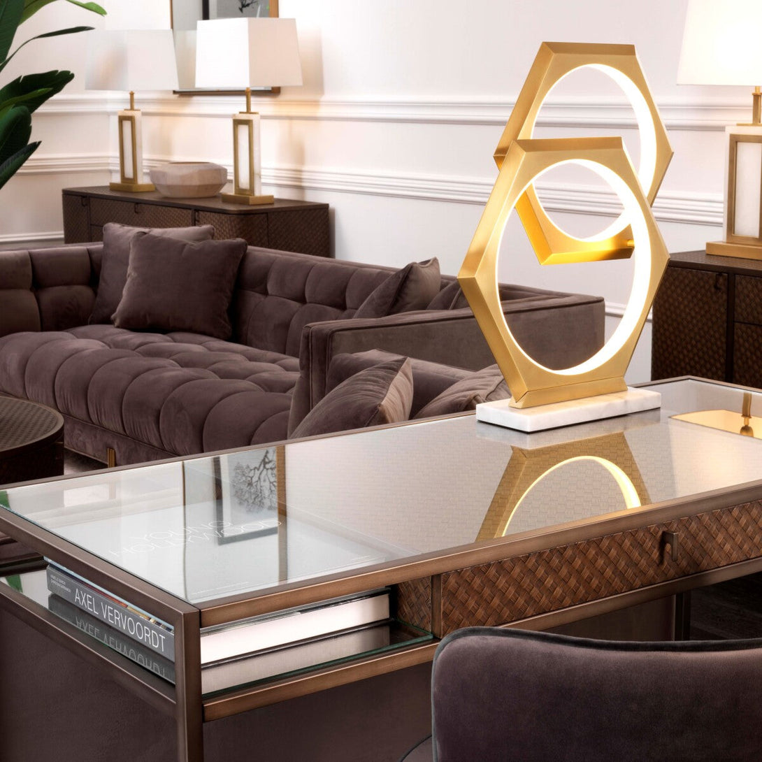 Desk Napa Valley Woven Oak Veneer Furniture Eichholtz