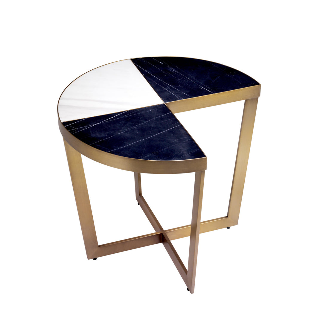 Side Table Turino Brushed Brass Black Marble Furniture Eichholtz