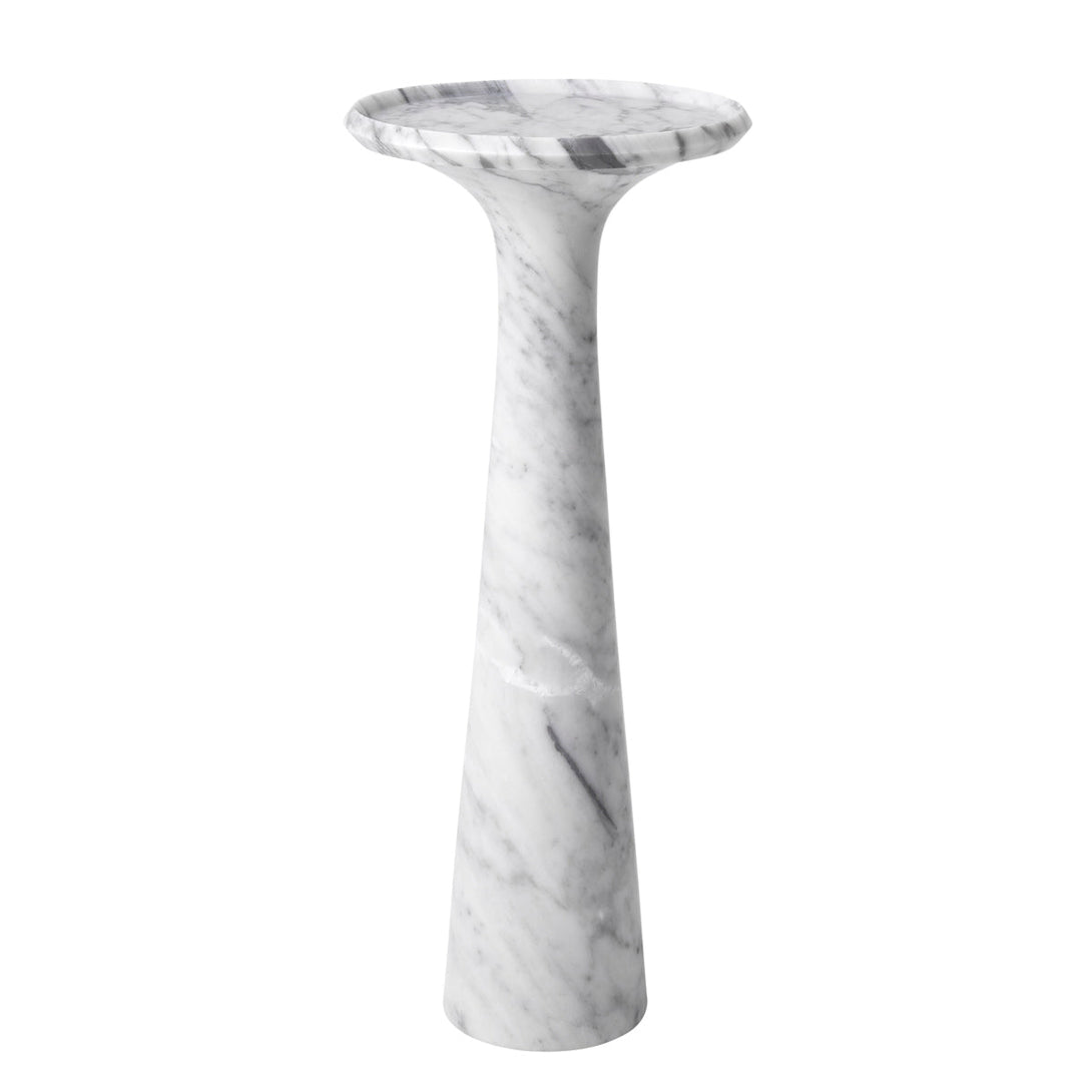 Side Table Pompano High Honed Carrera Marble - Image 1
