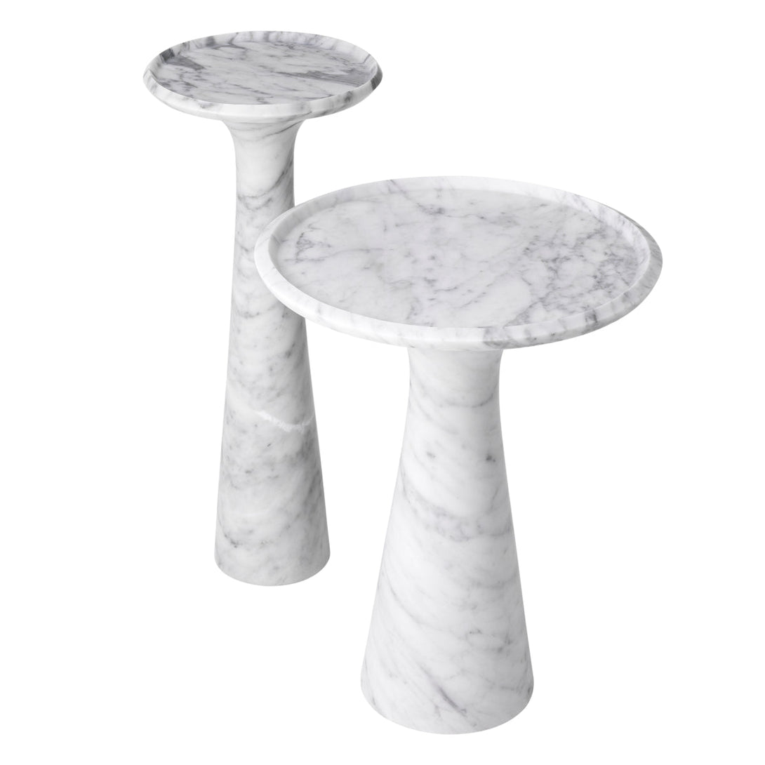 Side Table Pompano High Honed Carrera Marble - Image 4