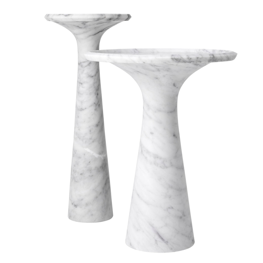 Side Table Pompano High Honed Carrera Marble - Image 5