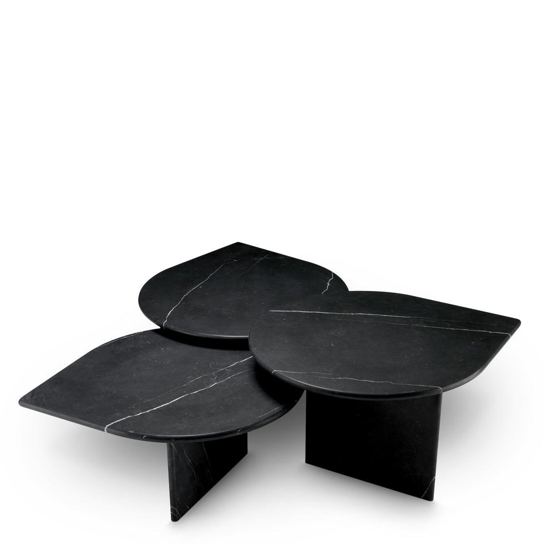 Coffee Table Naples Set Of 3 Honed Black Marble Furniture Eichholtz