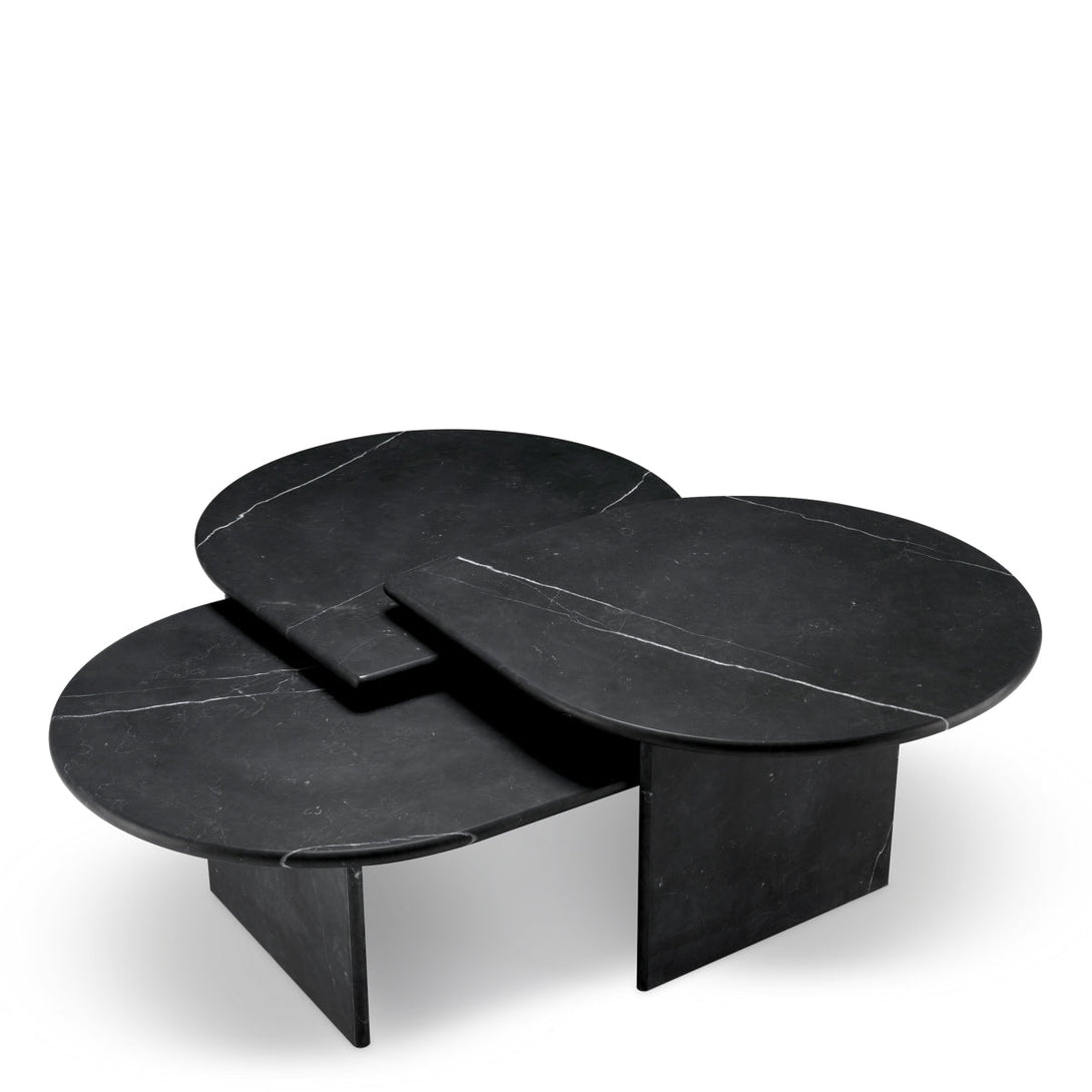 Coffee Table Naples Set Of 3 Honed Black Marble Furniture Eichholtz