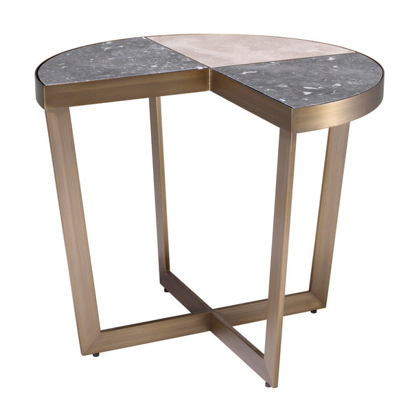 Side Table Turino Brushed Brass Grey Marble Furniture Eichholtz