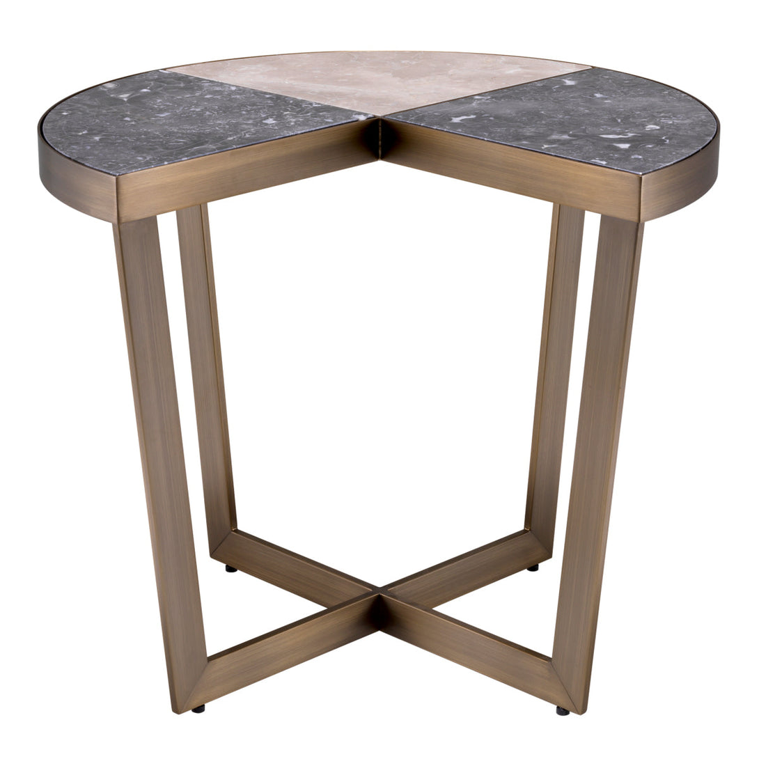 Side Table Turino Brushed Brass Grey Marble Furniture Eichholtz