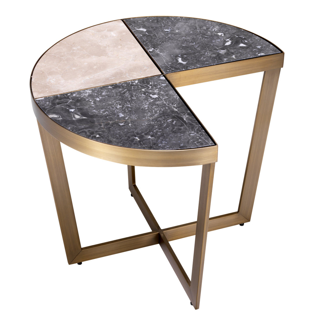 Side Table Turino Brushed Brass Grey Marble Furniture Eichholtz
