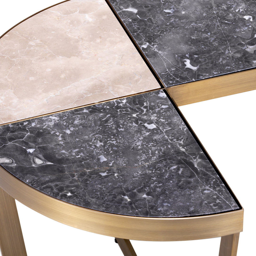 Side Table Turino Brushed Brass Grey Marble Furniture Eichholtz