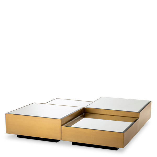 Coffee Table Esposito Set Of 4 Brushed Brass Bevelled Mirror Glass Furniture Eichholtz