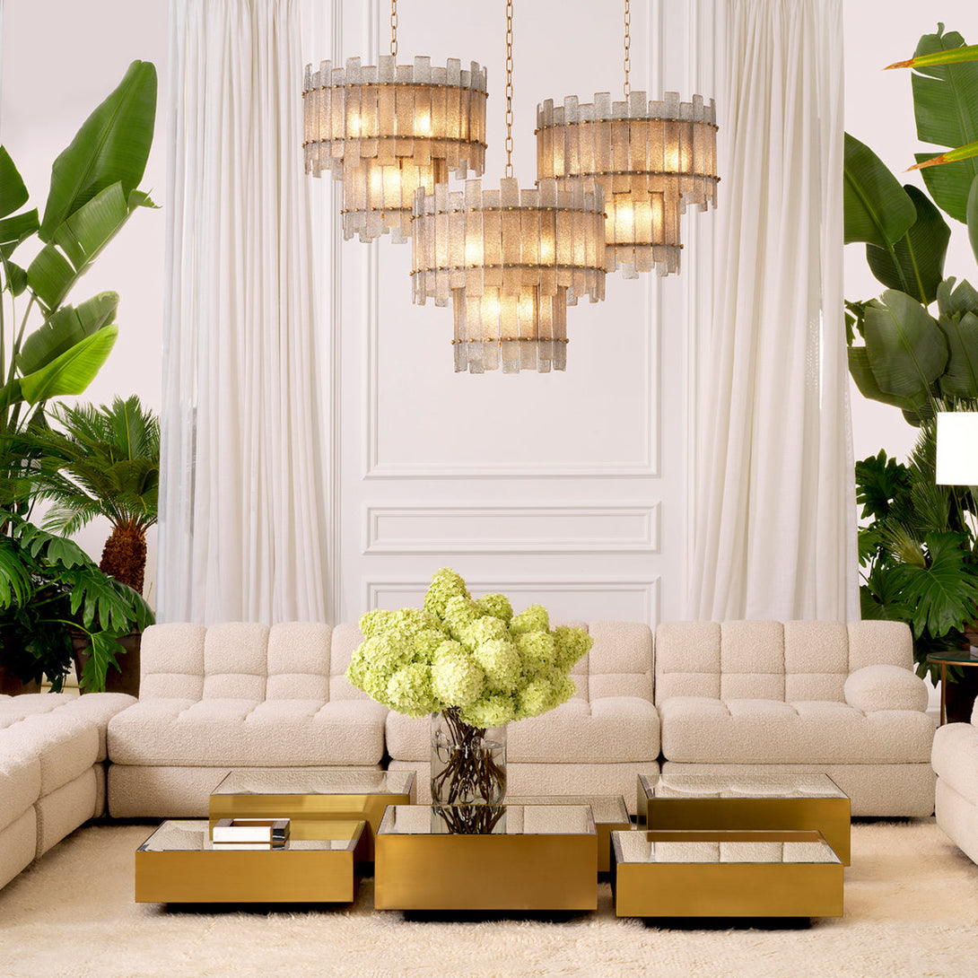 Coffee Table Esposito Set Of 4 Brushed Brass Bevelled Mirror Glass Furniture Eichholtz