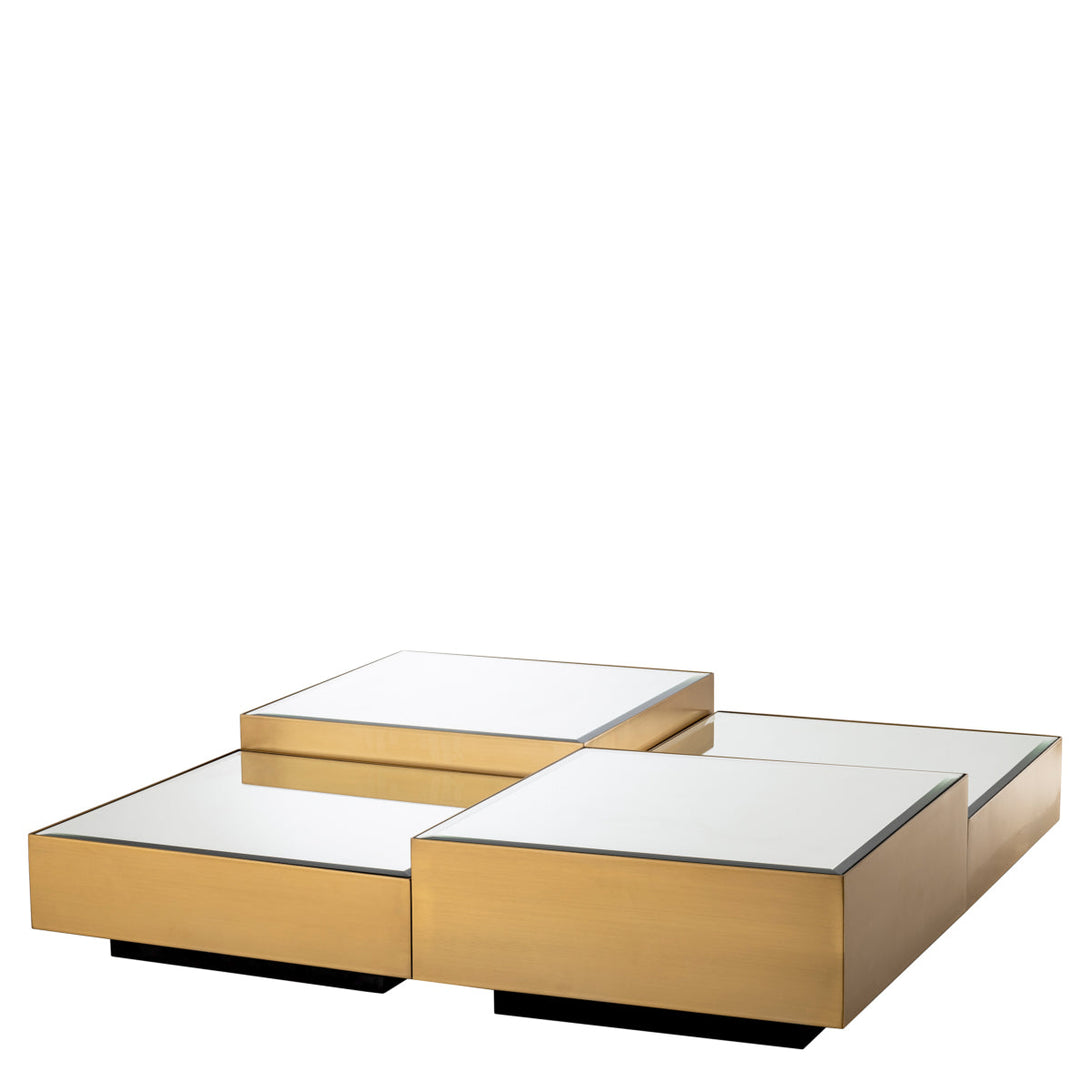 Coffee Table Esposito Set Of 4 Brushed Brass Bevelled Mirror Glass Furniture Eichholtz