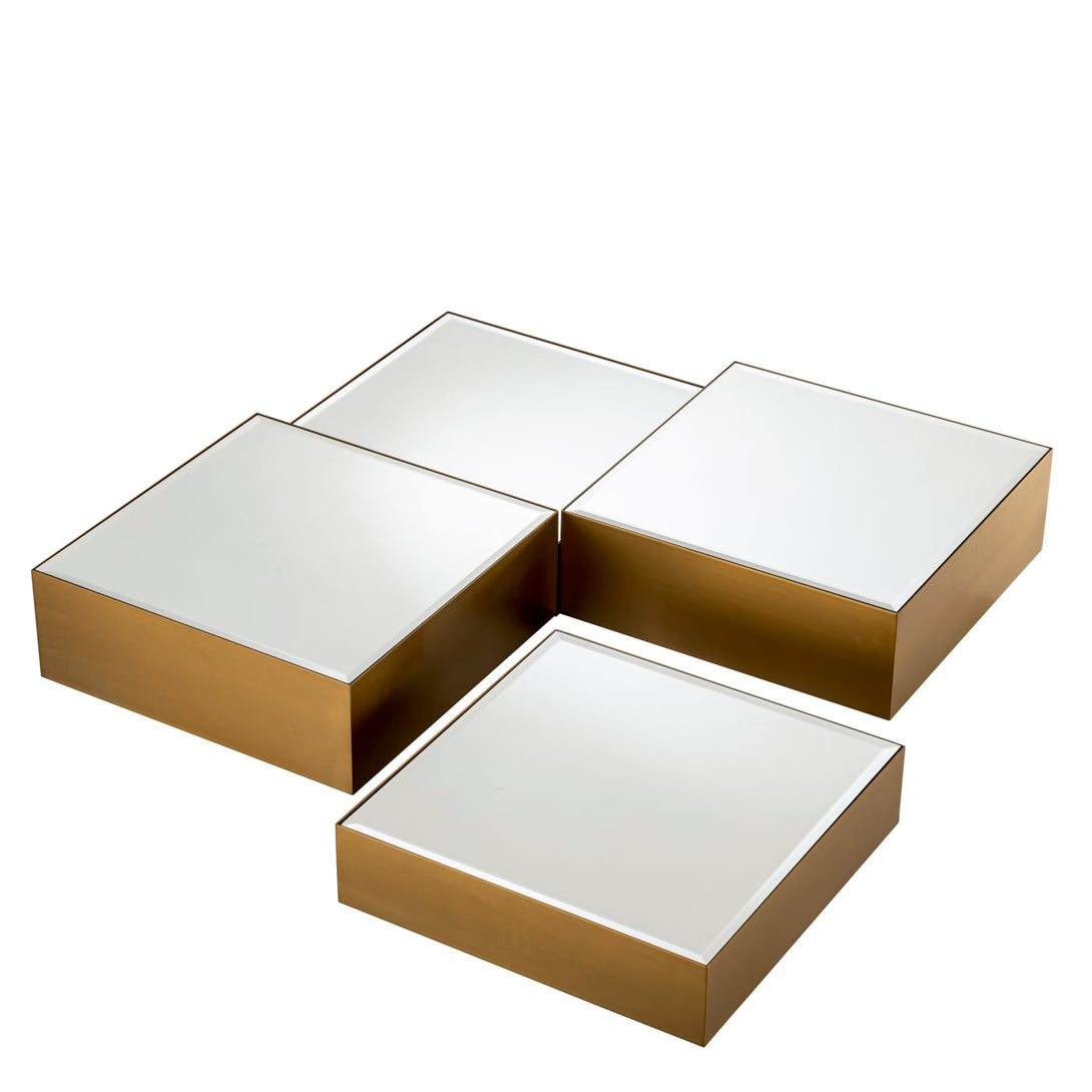 Coffee Table Esposito Set Of 4 Brushed Brass Bevelled Mirror Glass Furniture Eichholtz