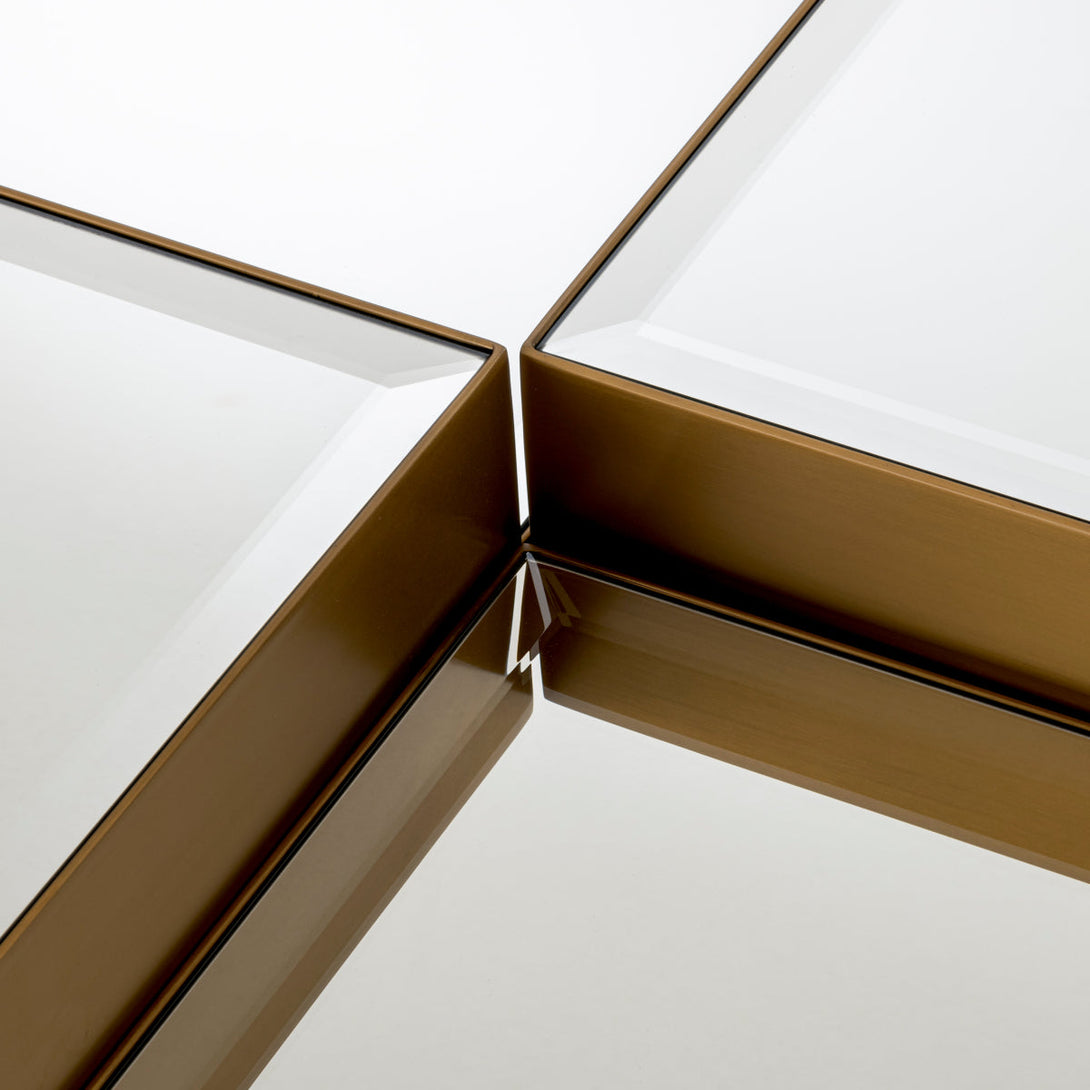 Coffee Table Esposito Set Of 4 Brushed Brass Bevelled Mirror Glass Furniture Eichholtz