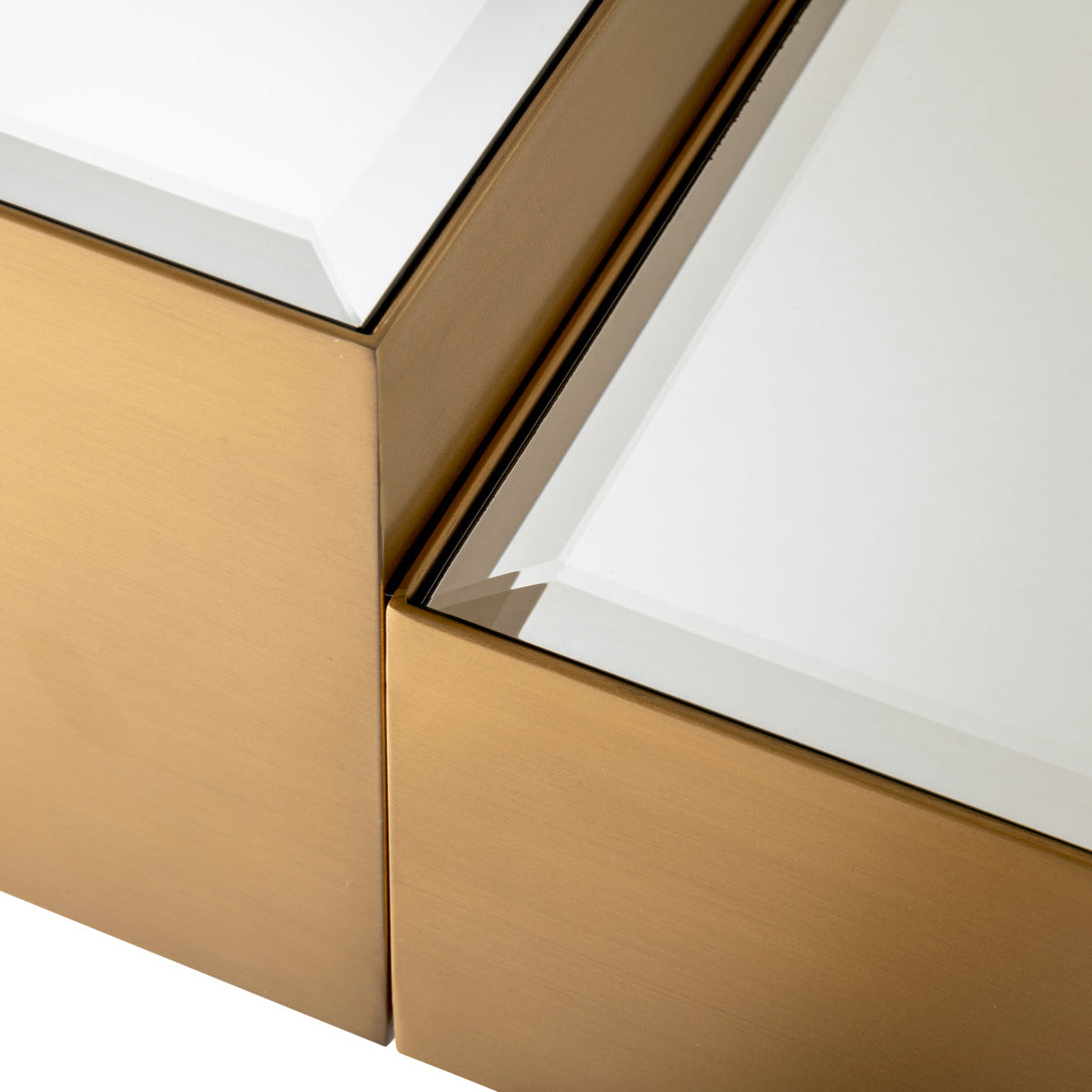 Coffee Table Esposito Set Of 4 Brushed Brass Bevelled Mirror Glass Furniture Eichholtz