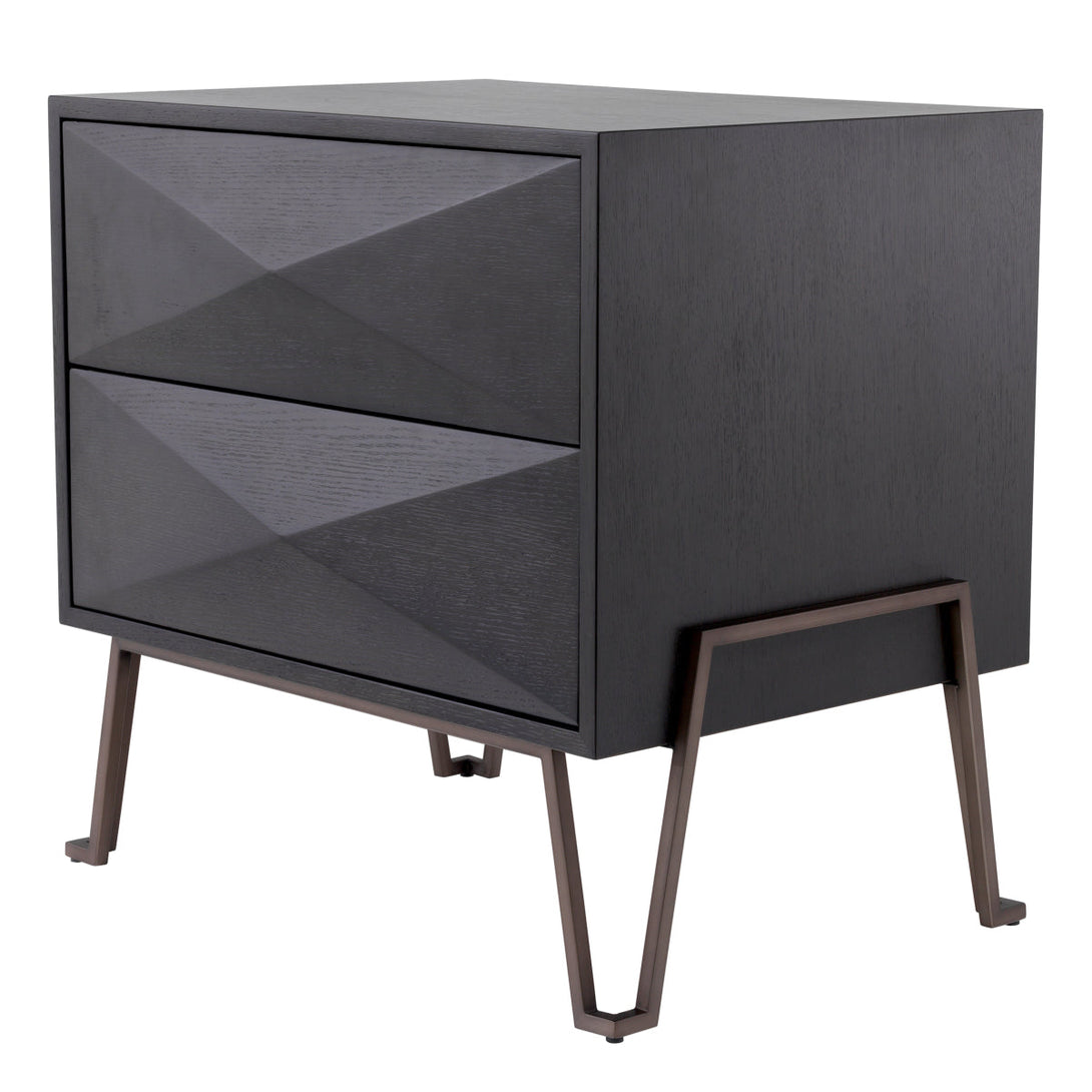 Nightstand Highland Charcoal Oak Veneer Furniture Eichholtz