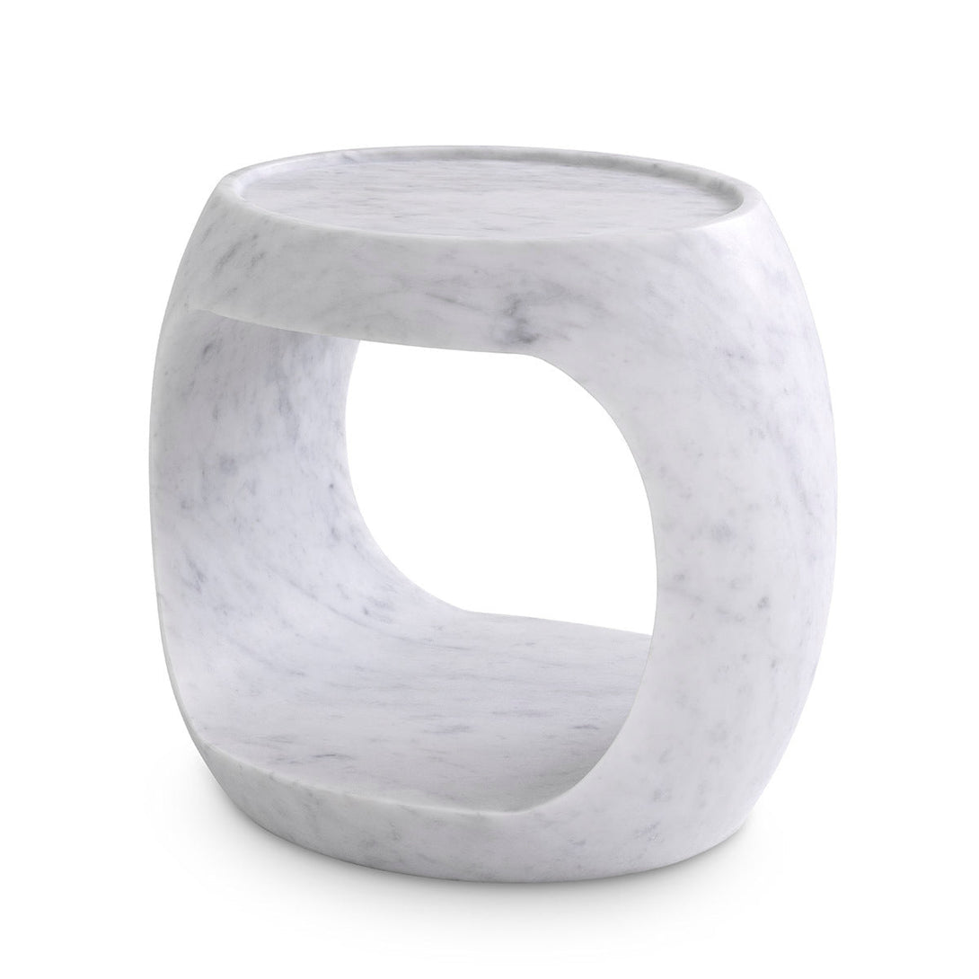 Side Table Clipper Low Honed White Marble Furniture Eichholtz