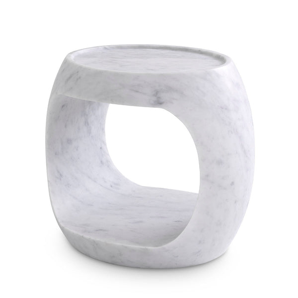 Side Table Clipper Low Honed White Marble Furniture Eichholtz