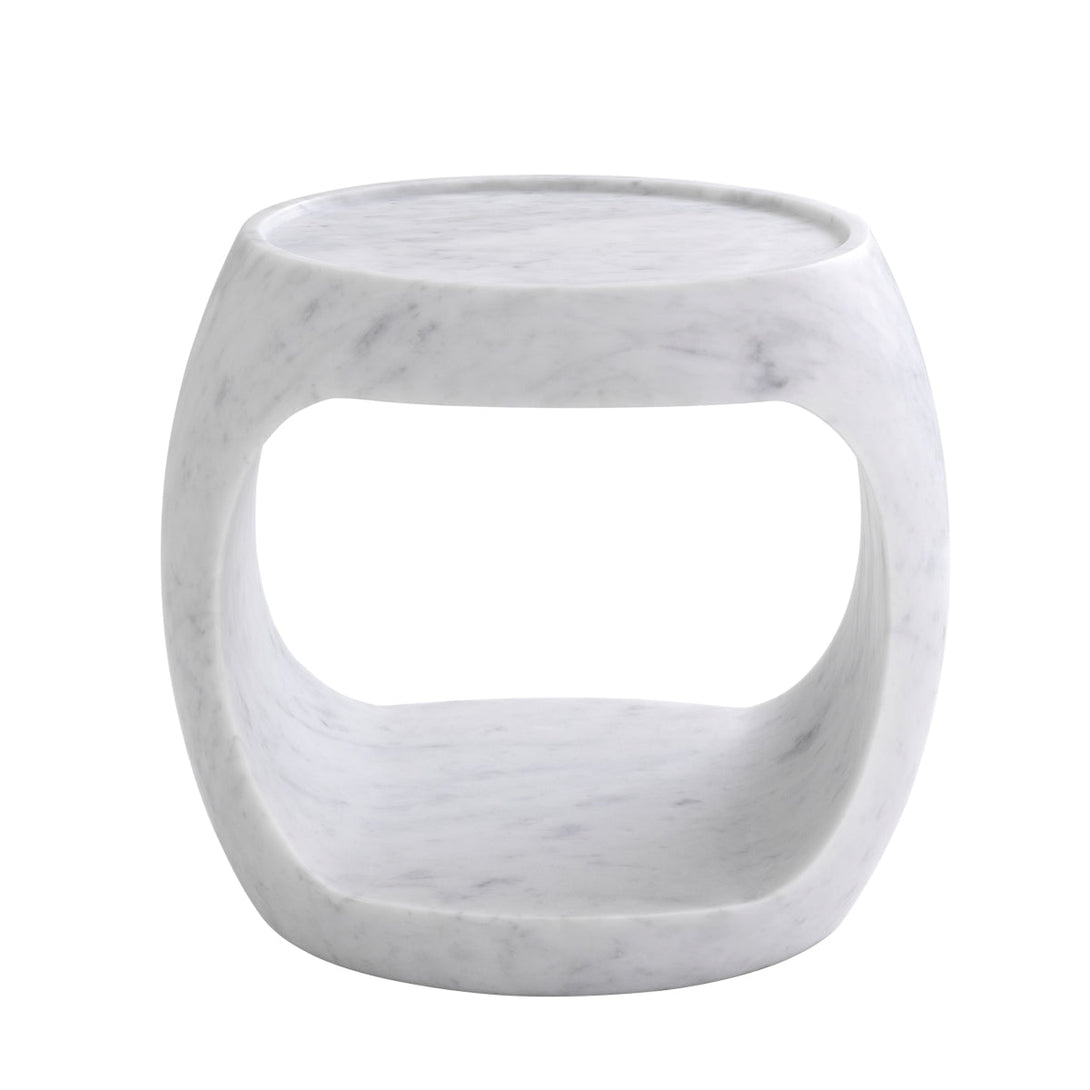 Side Table Clipper Low Honed White Marble Furniture Eichholtz