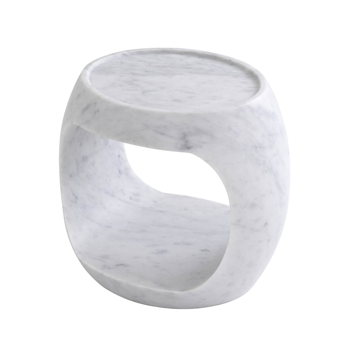 Side Table Clipper Low Honed White Marble Furniture Eichholtz
