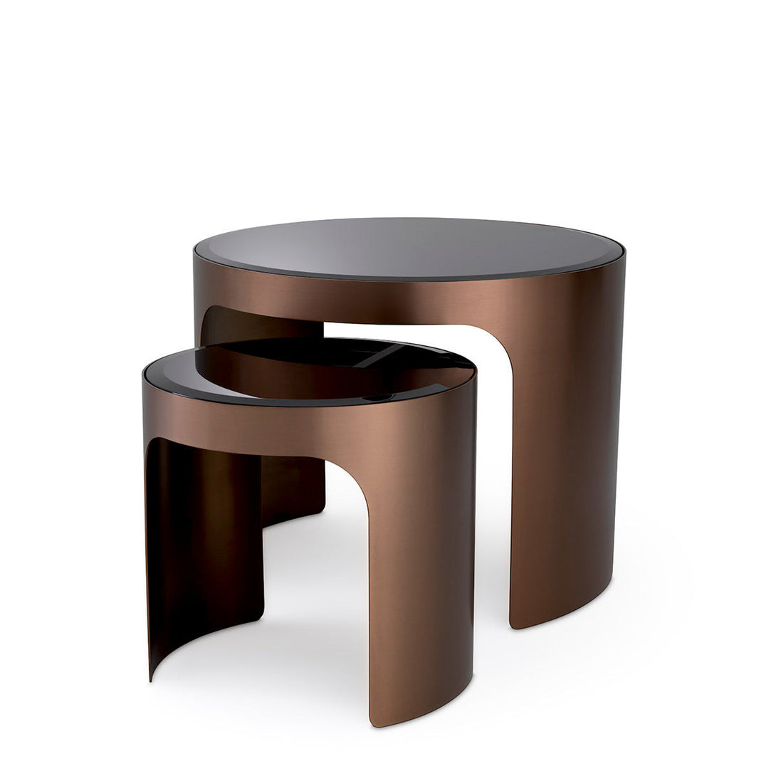 Side Table Piemonte Set Of 2 Brushed Copper Finish Furniture Eichholtz