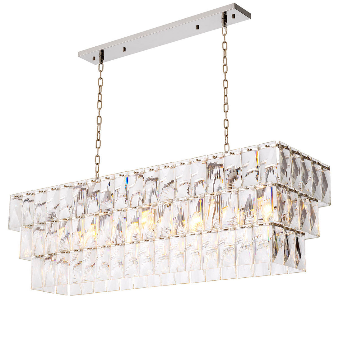 Chandelier Amazone Rectangular Nickel Crystal Glass Lighting Eichholtz