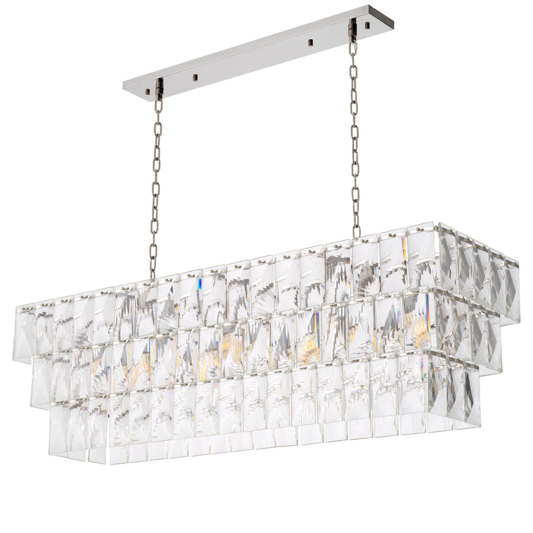 Chandelier Amazone Rectangular Nickel Crystal Glass Lighting Eichholtz