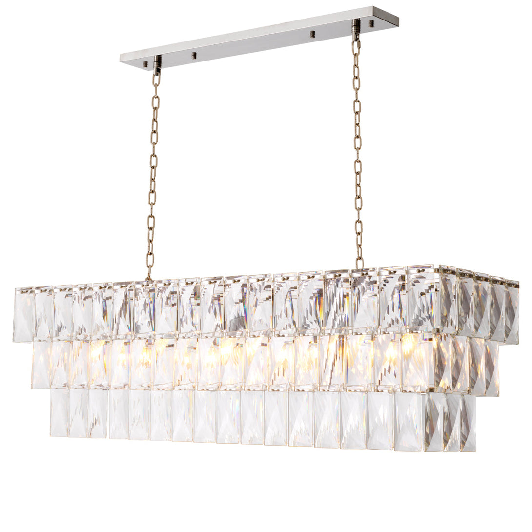 Chandelier Amazone Rectangular Nickel Crystal Glass Lighting Eichholtz