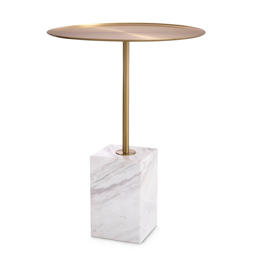 Side Table Cole Brushed Brass White Marble Furniture Eichholtz