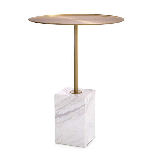 Side Table Cole Brushed Brass White Marble Furniture Eichholtz