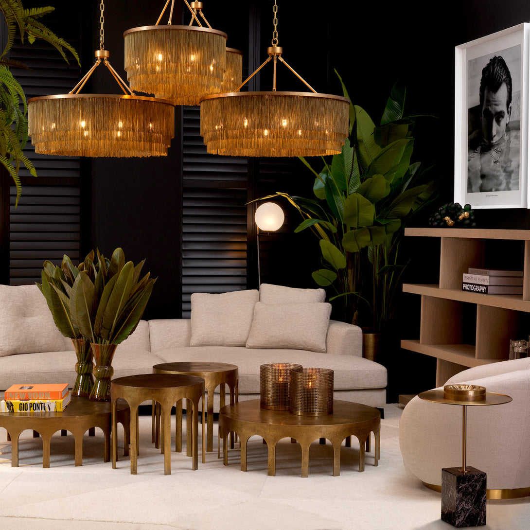 Side Table Cole Brushed Brass Black Marble Furniture Eichholtz