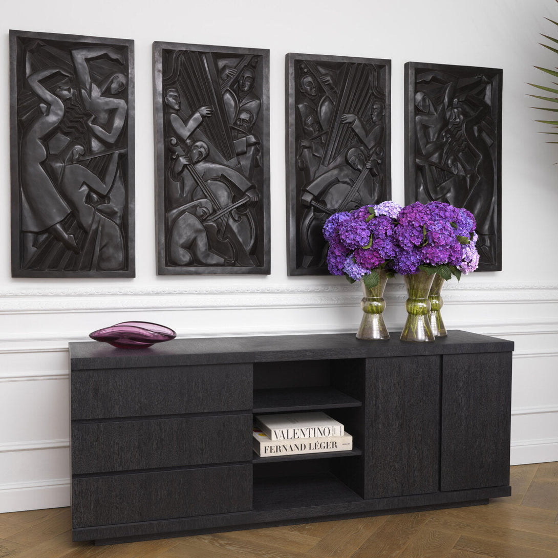 Dresser Crosby Charcoal Grey Oak Veneer Furniture Eichholtz